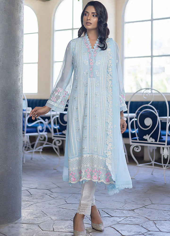 Ensembles By Azure Embroidered Chiffon Suits Unstitched 4 Piece AZU23ES Sky Bloom - Festive Collection