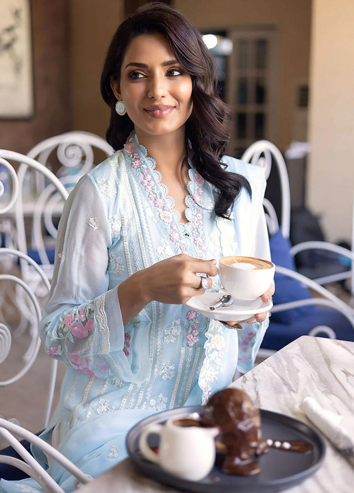 Ensembles By Azure Embroidered Chiffon Suits Unstitched 4 Piece AZU23ES Sky Bloom - Festive Collection