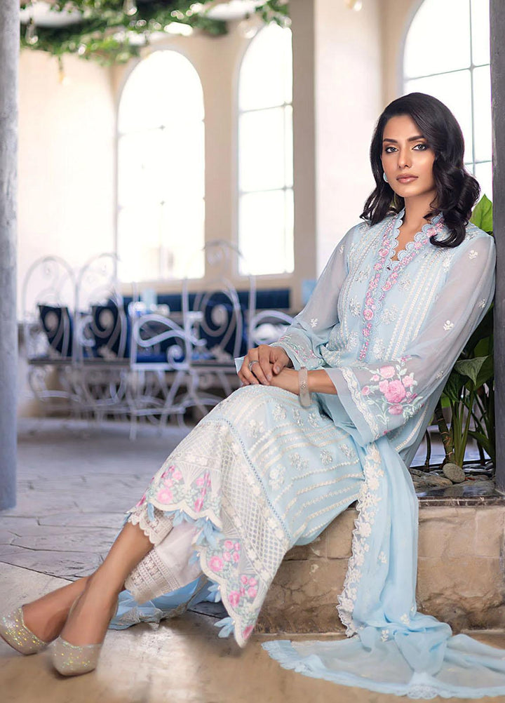 Ensembles By Azure Embroidered Chiffon Suits Unstitched 4 Piece AZU23ES Sky Bloom - Festive Collection