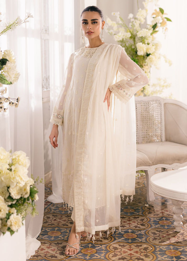 Ensembles by Azure Embroidered Chiffon Suits Unstitched 3 Piece AZU24EF ES-048 Angelic Frost - Festive Collection