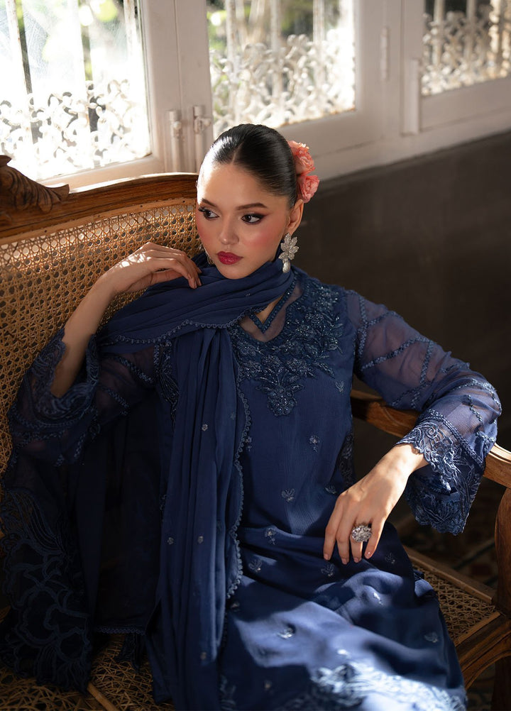 Ensembles by Azure Embroidered Chiffon Suits Unstitched 3 Piece AZU25EF Cobalt Haze ES-108 - Festive Collection