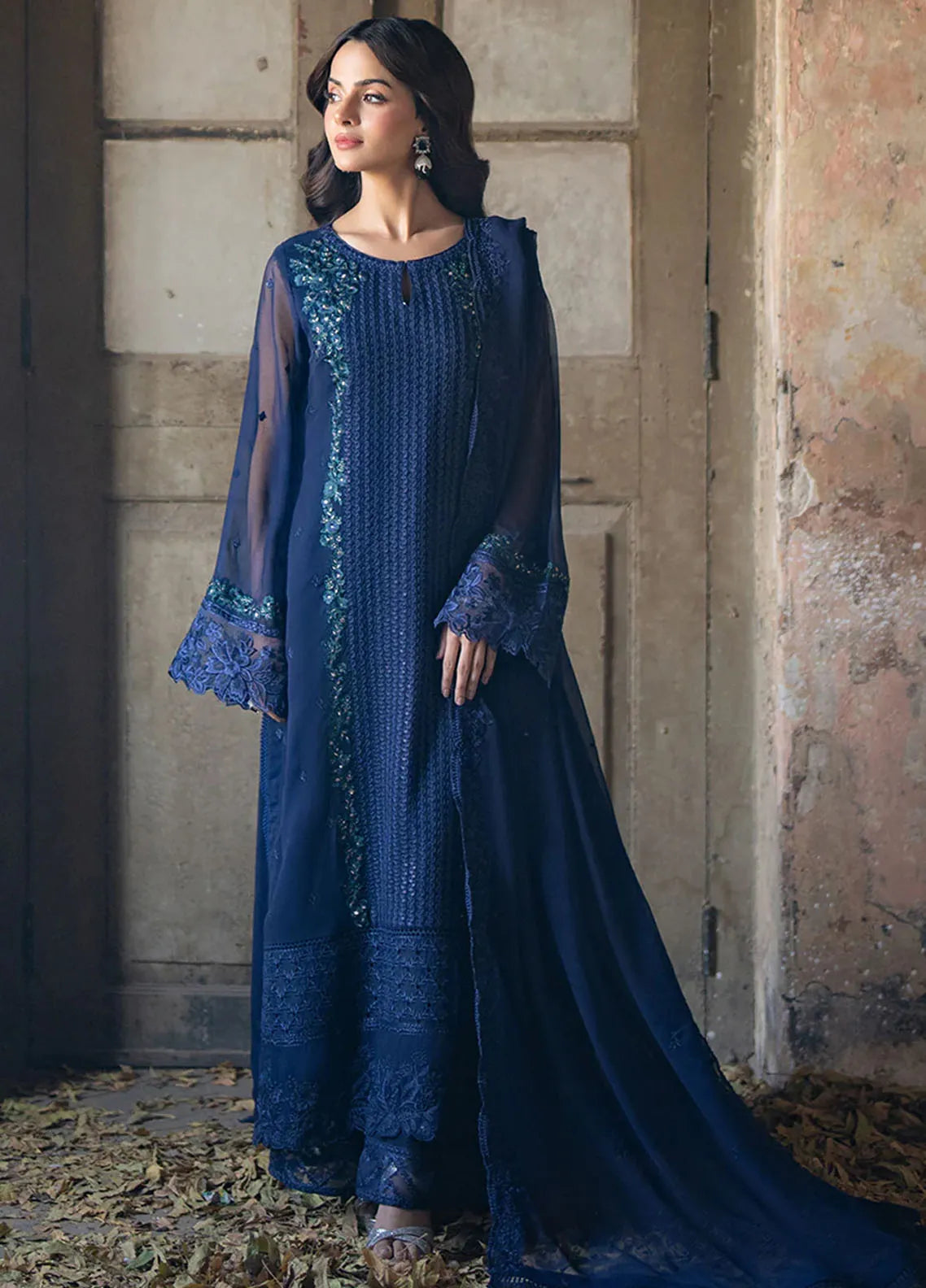 Ensembles By Azure Embroidered Chiffon Suits Unstitched 3