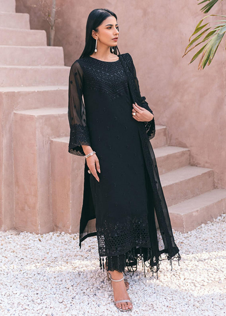 Ensembles By Azure Embroidered Chiffon Suits Unstitched 4 Piece AZU24ES AS-119 Charcoal Charm - Festive Collection