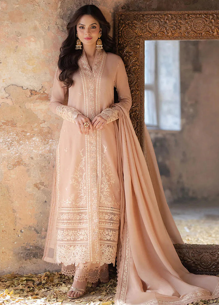 Ensembles By Azure Embroidered Khaadi Net Suits Unstitched 3 Piece AZU25EN I-01365 Ivory Whisper - Festive Collection