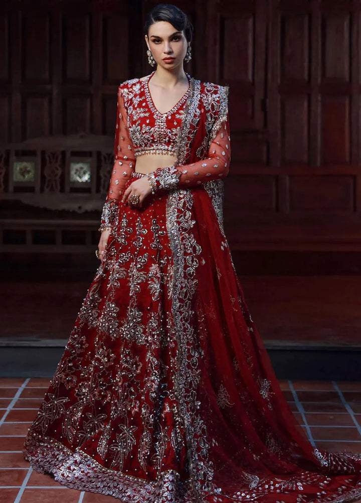 Ermina By Ezra Embroidered Net Suit Unstitched 4 Piece EZ24E D-08 Rose - Formal Collection