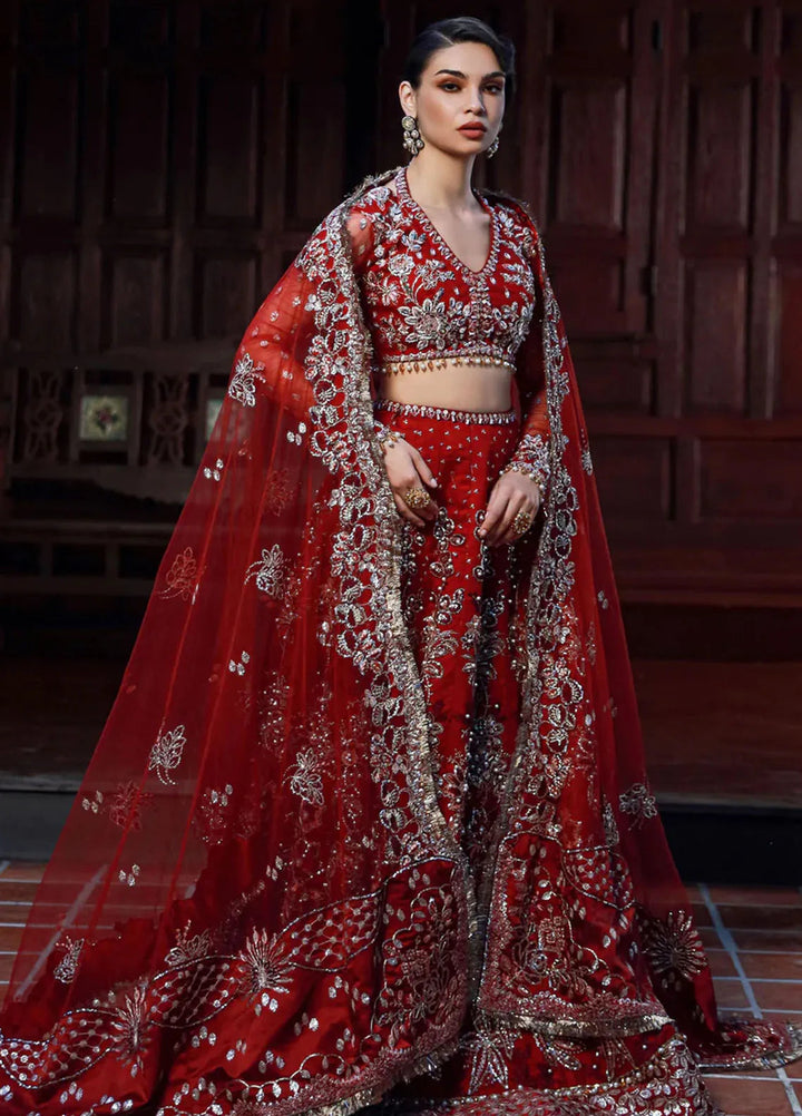 Ermina By Ezra Embroidered Net Suit Unstitched 4 Piece EZ24E D-08 Rose - Formal Collection