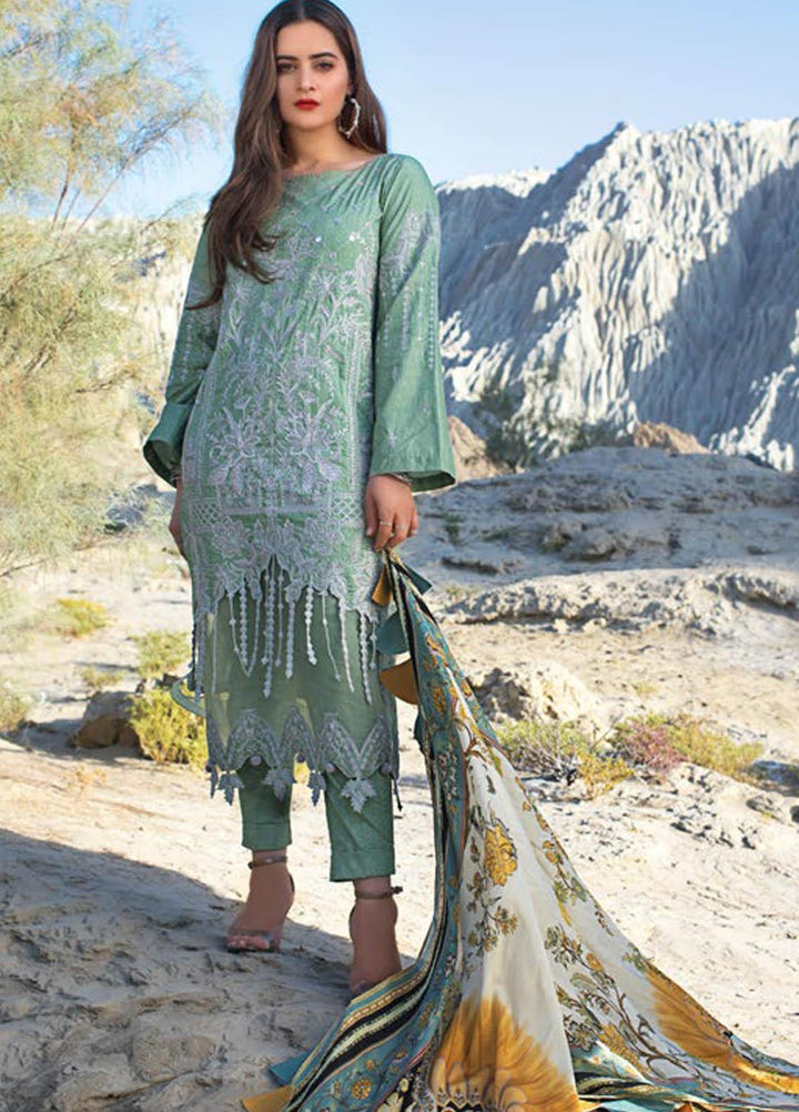 Erum Khan Embroidered Lawn Suits Unstitched 3 Piece EK21L 02 Pistachio Selene - Luxury Summer Collection