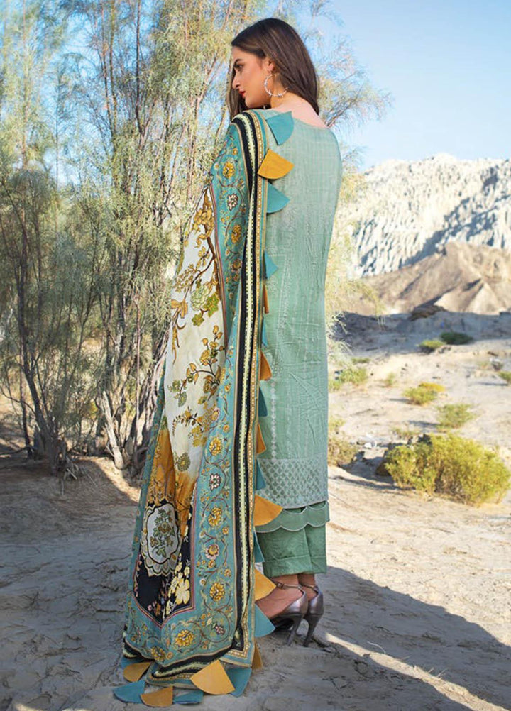 Erum Khan Embroidered Lawn Suits Unstitched 3 Piece EK21L 02 Pistachio Selene - Luxury Summer Collection