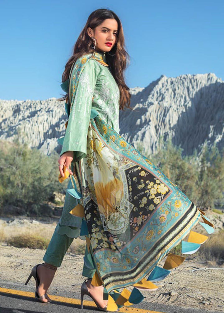 Erum Khan Embroidered Lawn Suits Unstitched 3 Piece EK21L 02 Pistachio Selene - Luxury Summer Collection