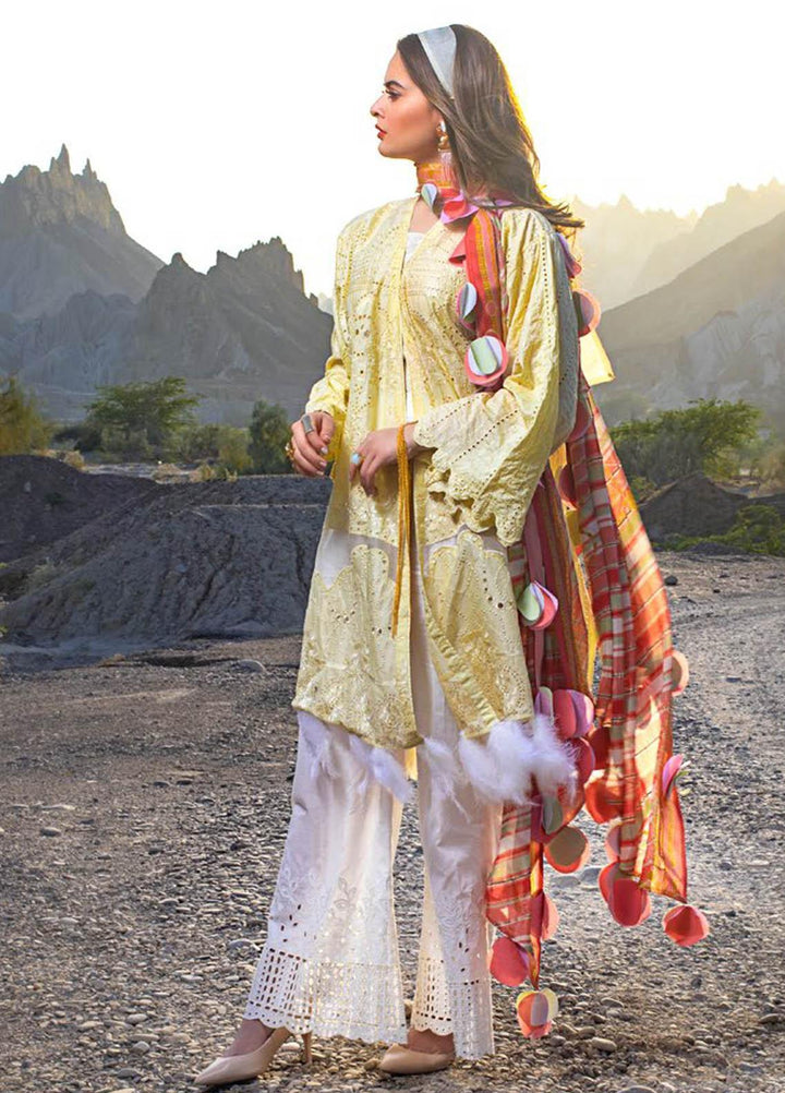 Erum Khan Embroidered Lawn Suits Unstitched 3 Piece EK21L 04 Daffodils - Luxury Summer Collection