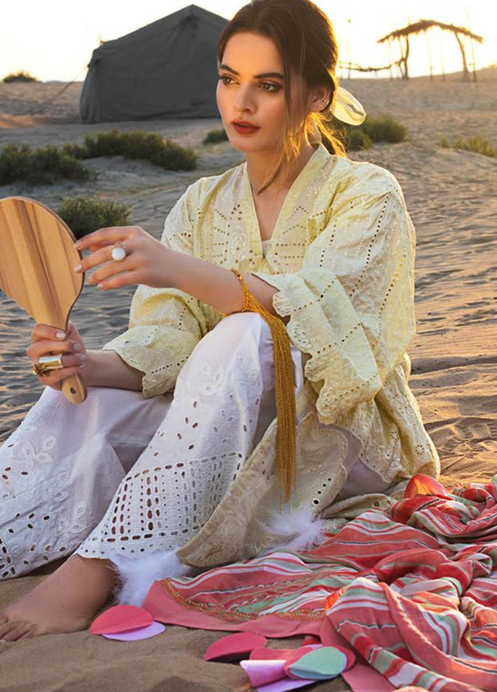 Erum Khan Embroidered Lawn Suits Unstitched 3 Piece EK21L 04 Daffodils - Luxury Summer Collection