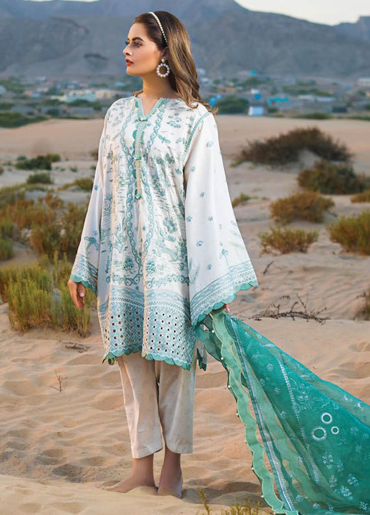 Erum Khan Embroidered Lawn Suits Unstitched 3 Piece EK21L 08 Nile Mint - Luxury Summer Collection