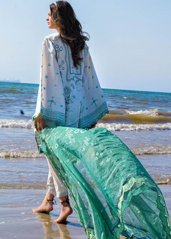 Erum Khan Embroidered Lawn Suits Unstitched 3 Piece EK21L 08 Nile Mint - Luxury Summer Collection
