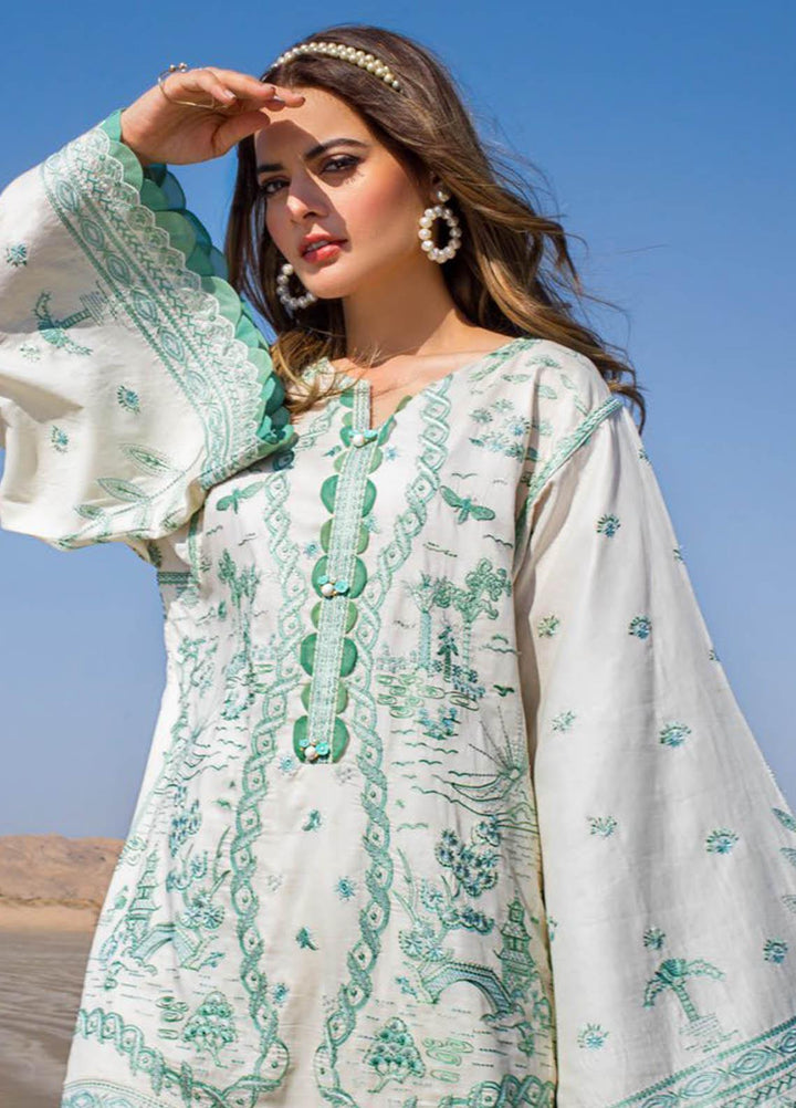 Erum Khan Embroidered Lawn Suits Unstitched 3 Piece EK21L 08 Nile Mint - Luxury Summer Collection