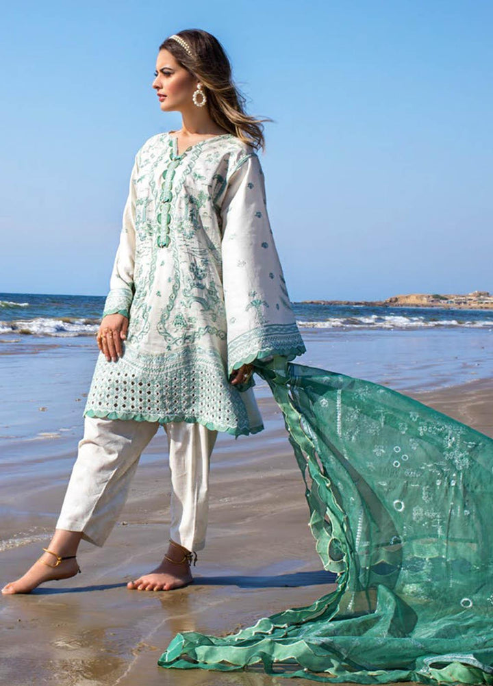 Erum Khan Embroidered Lawn Suits Unstitched 3 Piece EK21L 08 Nile Mint - Luxury Summer Collection