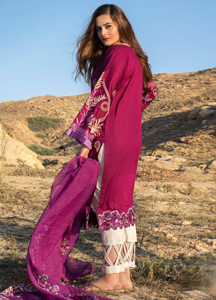 Erum Khan Embroidered Lawn Suits Unstitched 3 Piece EK21L 09 Peri Winkle - Luxury Summer Collection