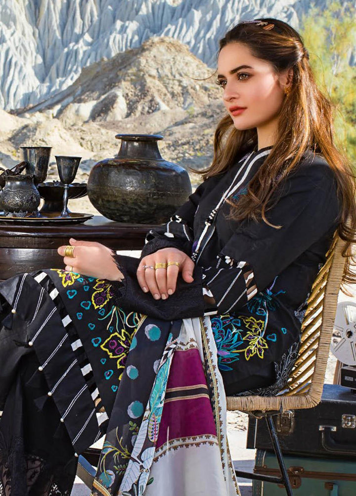 Erum Khan Embroidered Lawn Suits Unstitched 3 Piece EK21L 10 Dark Daisy - Luxury Summer Collection