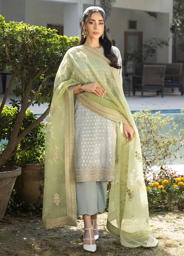 Erum Khan Pret Embroidered Karandi 3 Piece Suit Dove