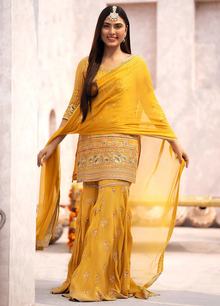 Erum Khan Pret Embroidered Raw Silk 3 Piece Suit Genda