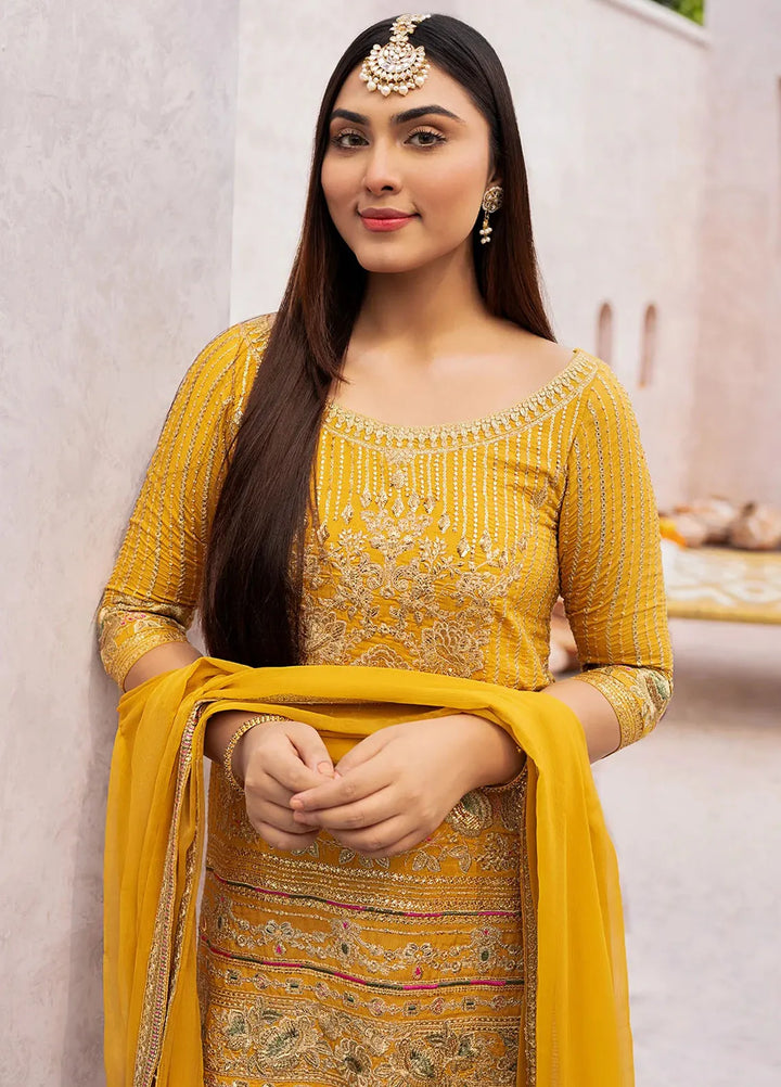 Erum Khan Pret Embroidered Raw Silk 3 Piece Suit Genda