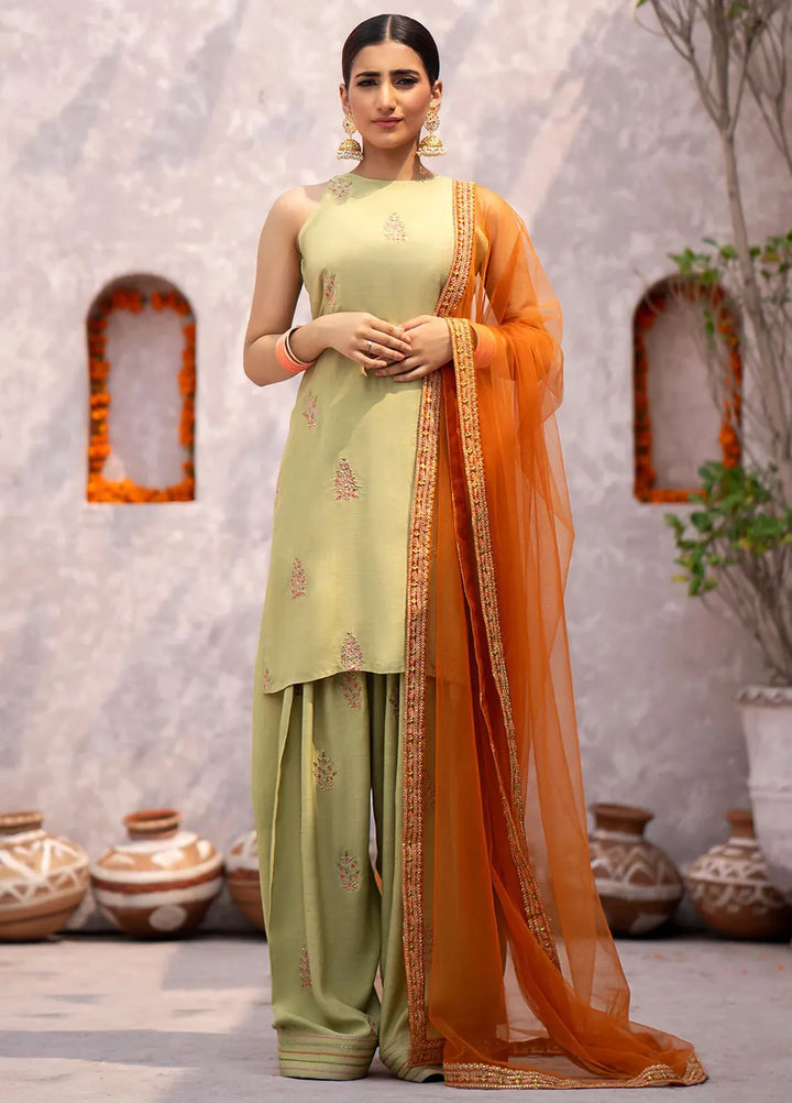 Erum Khan Pret Embroidered Raw Silk 3 Piece Suit Gulbahar