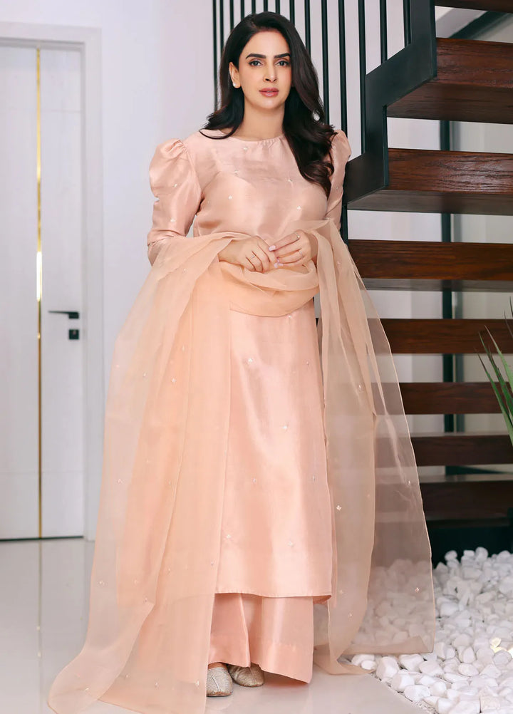 Erum Khan Pret Embroidered Raw Silk 3 Piece Suit Saba