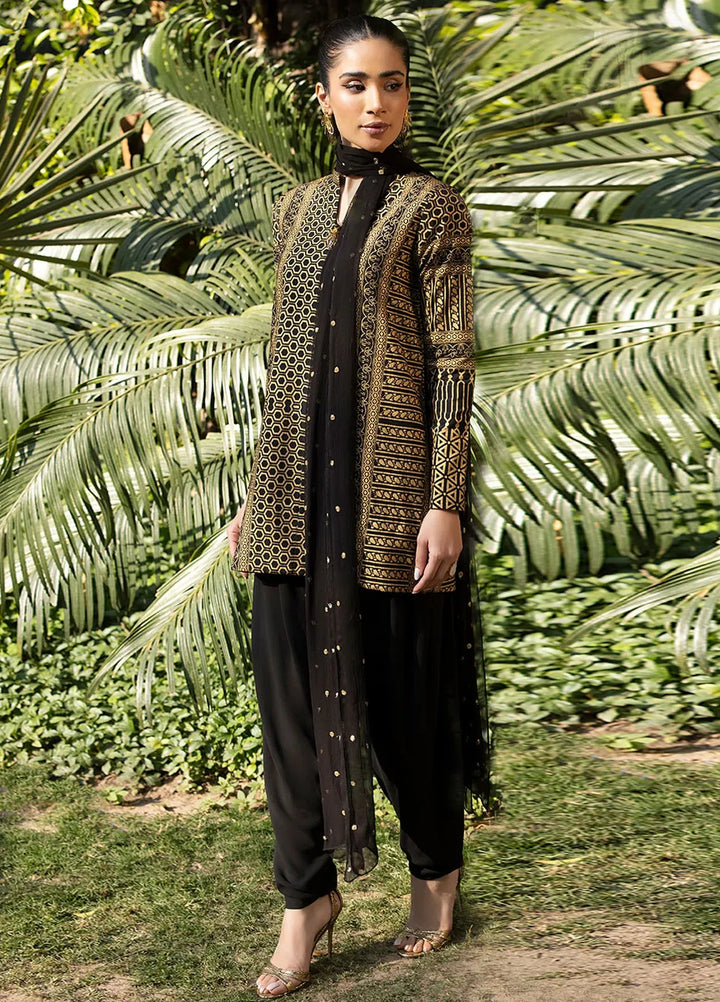 Erum Khan Pret Embroidered Raw Silk 3 Piece Suit Sunset