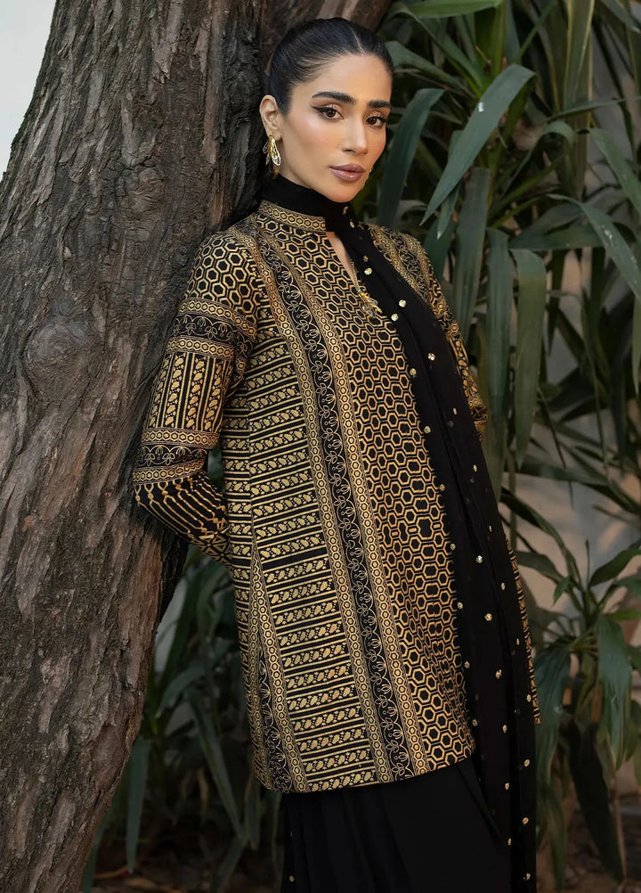 Erum Khan Pret Embroidered Raw Silk 3 Piece Suit Sunset