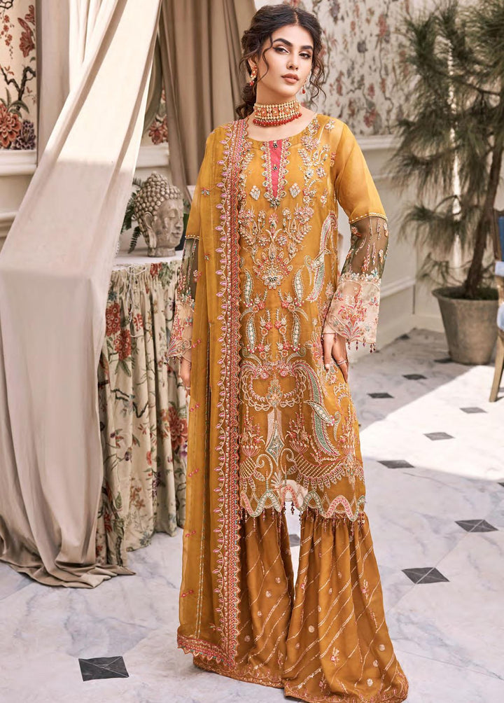 Eshaal By Emaan Adeel Embroidered Organza Suits Unstitched 3 Piece EA23E ESH-02 - Luxury Collection