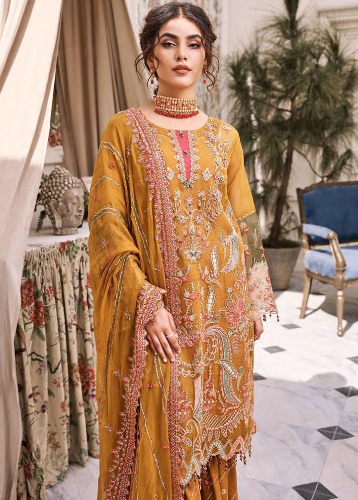 Eshaal By Emaan Adeel Embroidered Organza Suits Unstitched 3 Piece EA23E ESH-02 - Luxury Collection