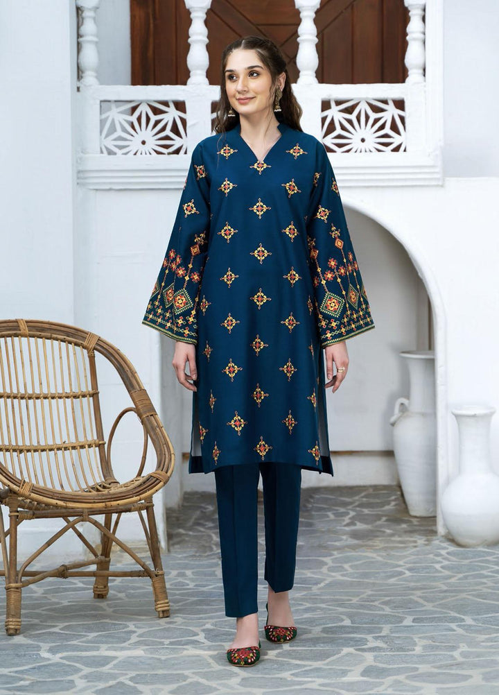 Esra Fashion Casual Pret Embroidered Lawn Kurtis D-03 DARK BLUE