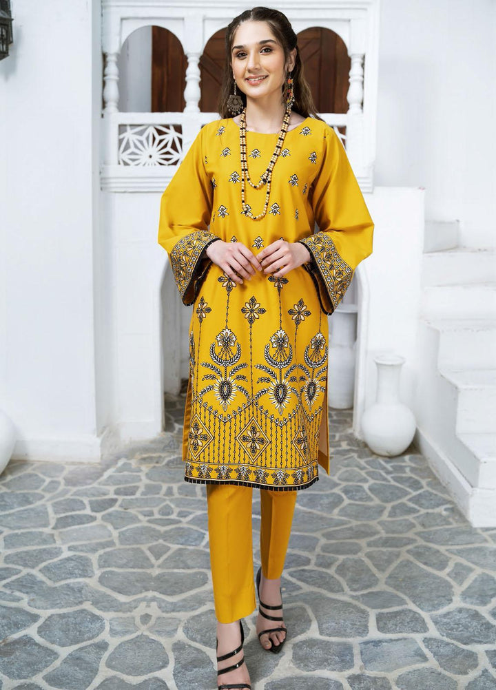 Esra Fashion Casual Pret Embroidered Lawn Kurtis D-07 YELLOW