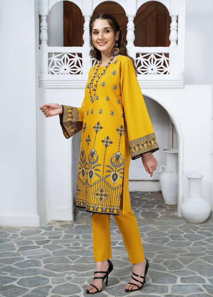 Esra Fashion Casual Pret Embroidered Lawn Kurtis D-07 YELLOW
