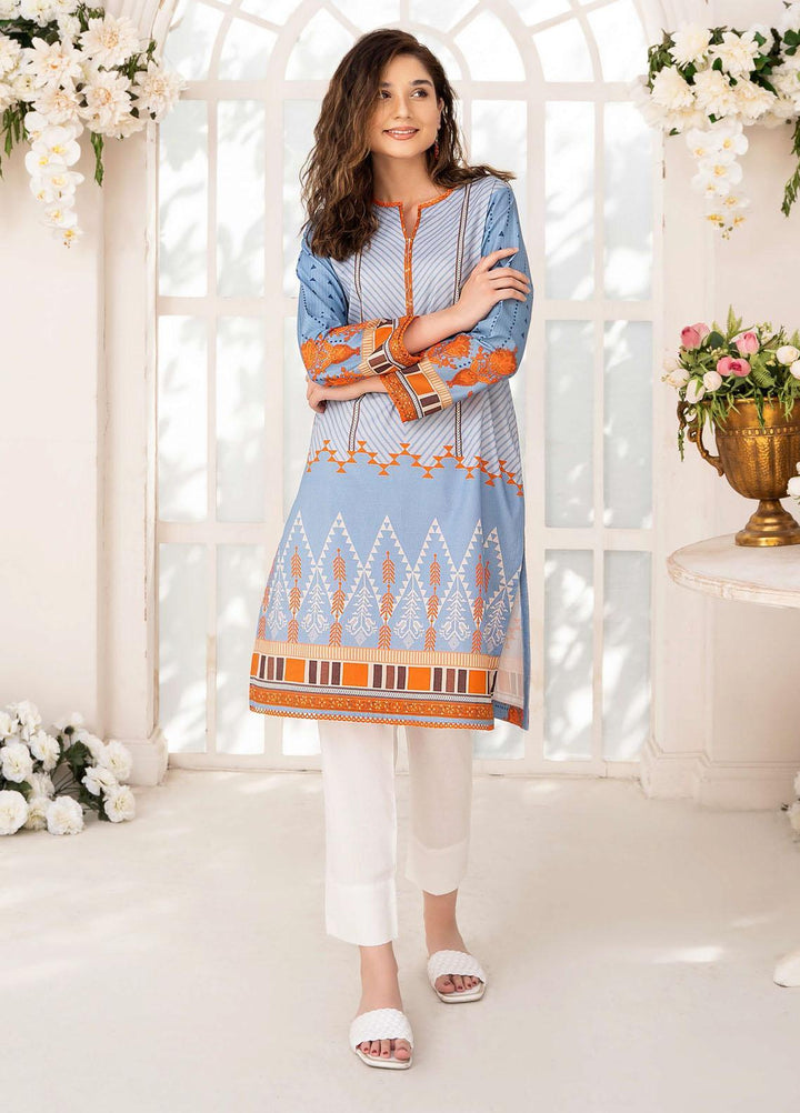 Esra Fashion Casual Pret  Lawn Shirt D-03 Light Blue