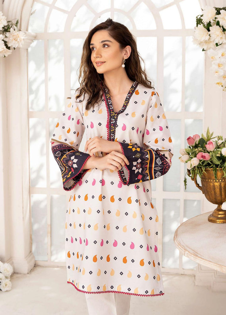 Esra Fashion Casual Pret  Lawn Shirt D-04 White