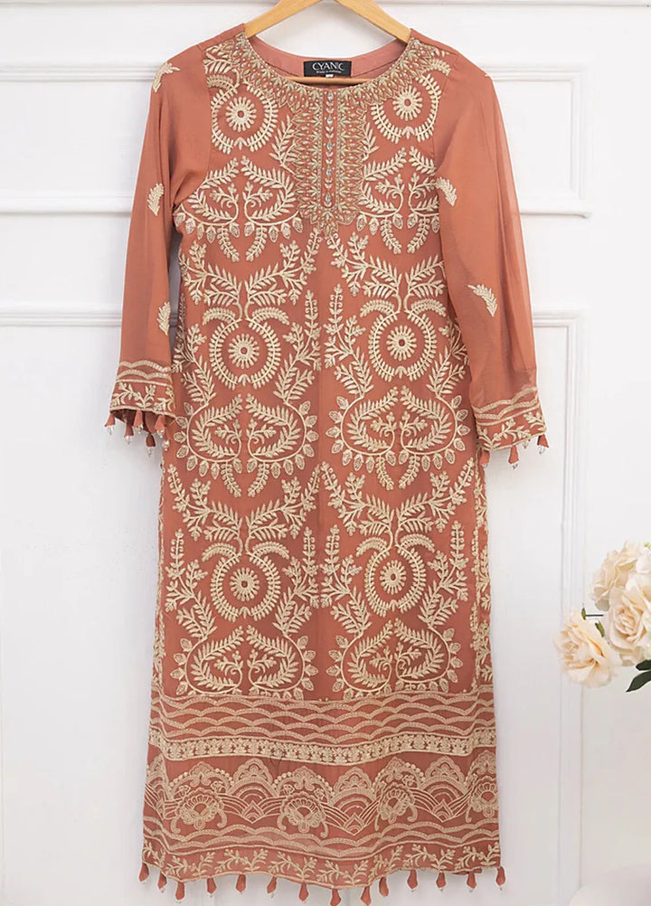 Ethereal Embellished By Cyanic Luxury Pret Embroidered Chiffon 2 Piece Suit Amber