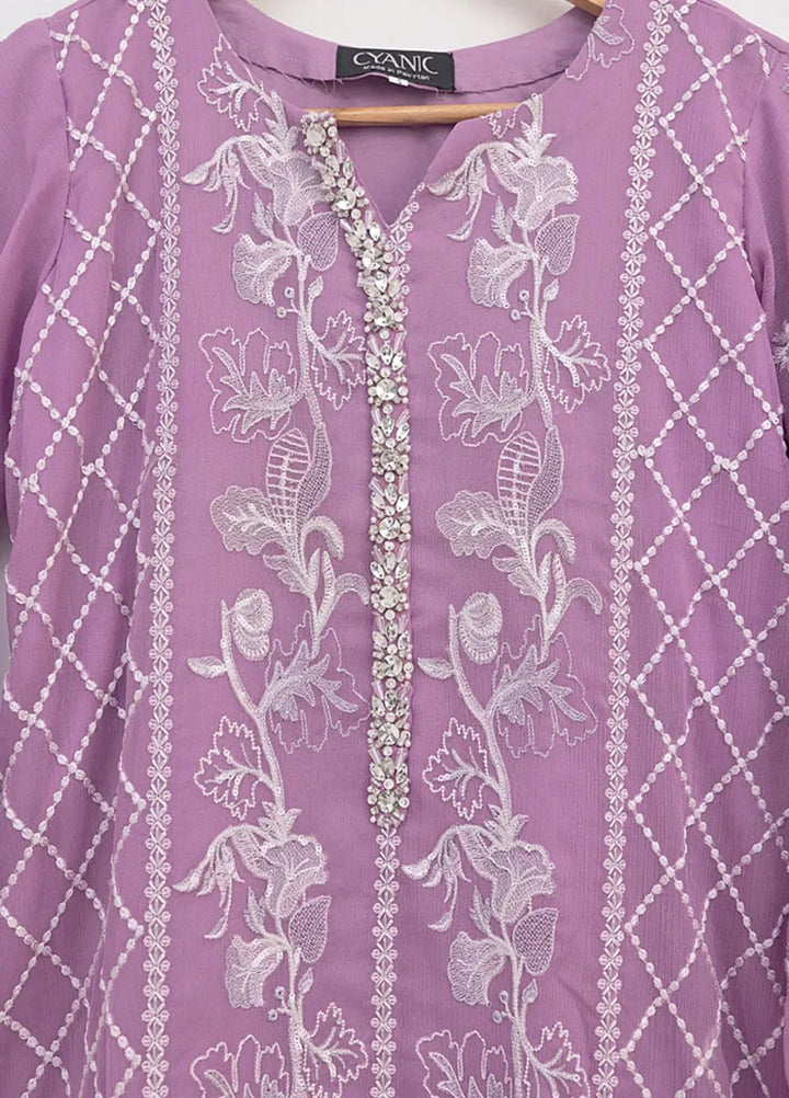Ethereal Embellished By Cyanic Luxury Pret Embroidered Chiffon 2 Piece Suit Lilac