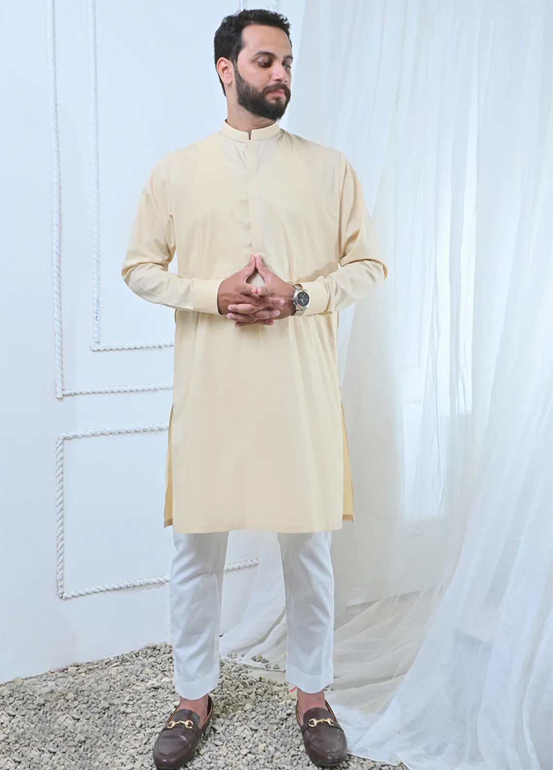 Alif Yay Pret Plain Blended Kurta-Shalwar AY-016