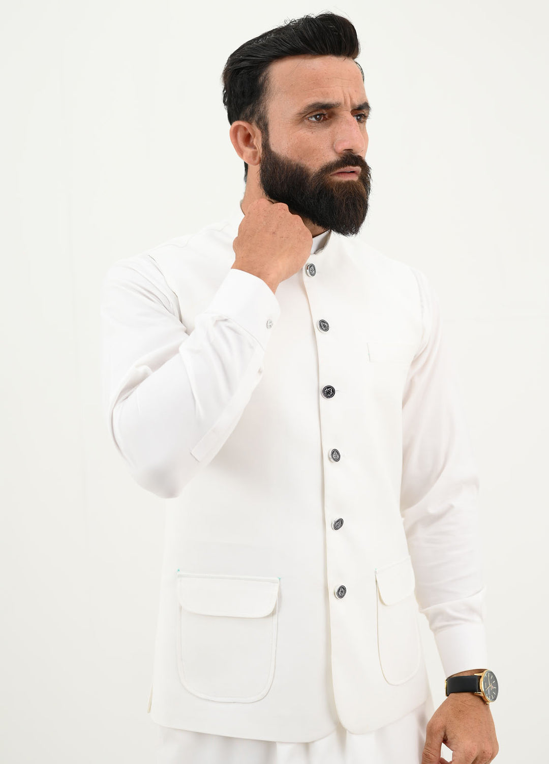 Ethnic Wear by Alif Yay Pret Plain Blended 3 Piece Suit AY-033