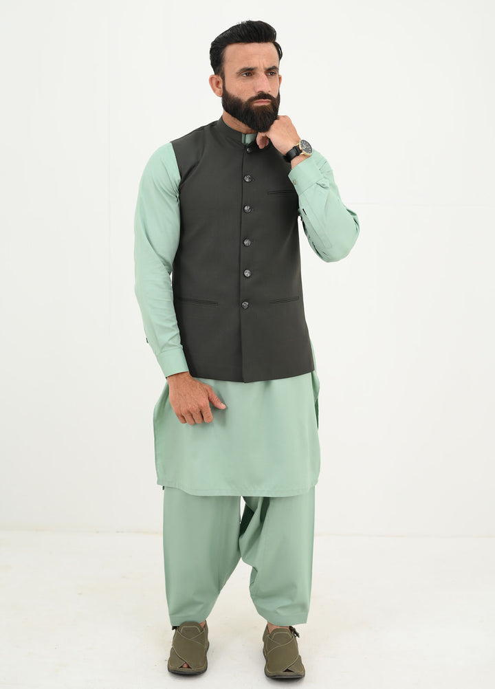 Ethnic Wear by Alif Yay Pret Plain Blended Waistcoat AY-026