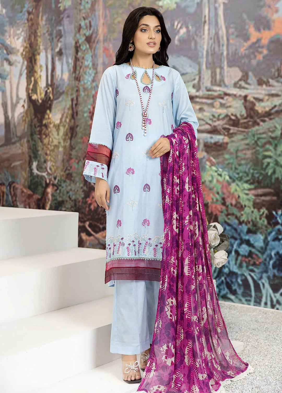 Etsy By Safwa Embroidered Lawn Suits Unstitched 3 Piece SW23E SEC-50 - Summer Collection