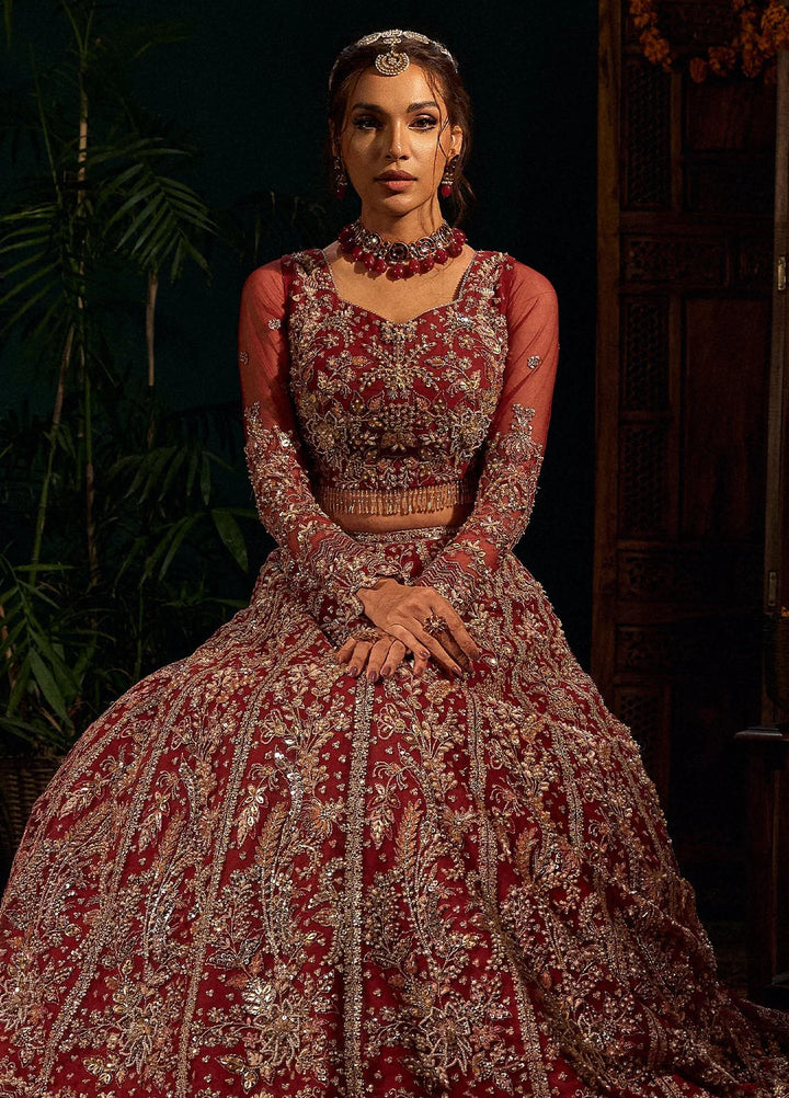 Fabiha Fatima Pret Embroidered Net 3 Piece Suit Ruby