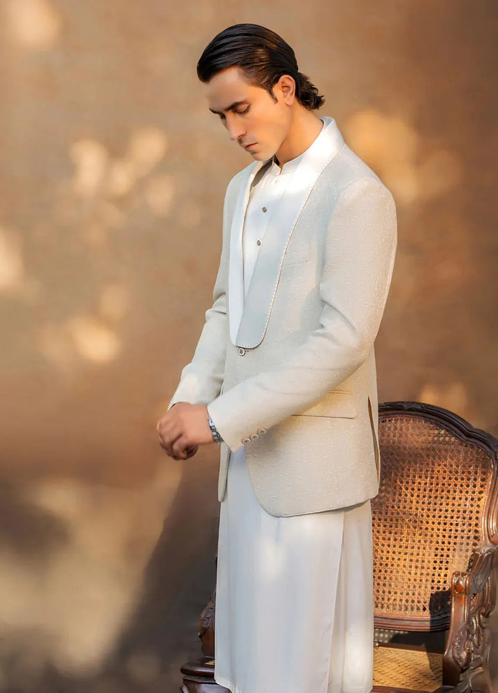 Fais Couture Linen Formal Mens Tuxedo Kurta Set Shamsheer Rumi