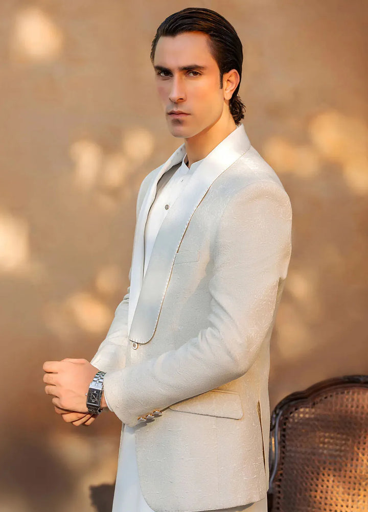 Fais Couture Linen Formal Mens Tuxedo Kurta Set Shamsheer Rumi