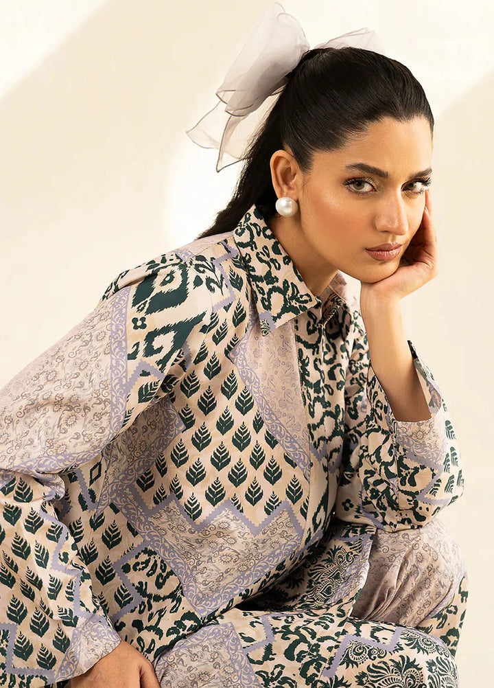 Faizal Faisal Pret Printed Raw Silk 2 Piece Suit FNF-WS24-0325 Elora