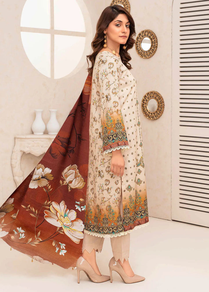 Falak by Feroza Printed Slub Linen Suits Unstitched 3 Piece FZ24FL D-05 - Winter Collection