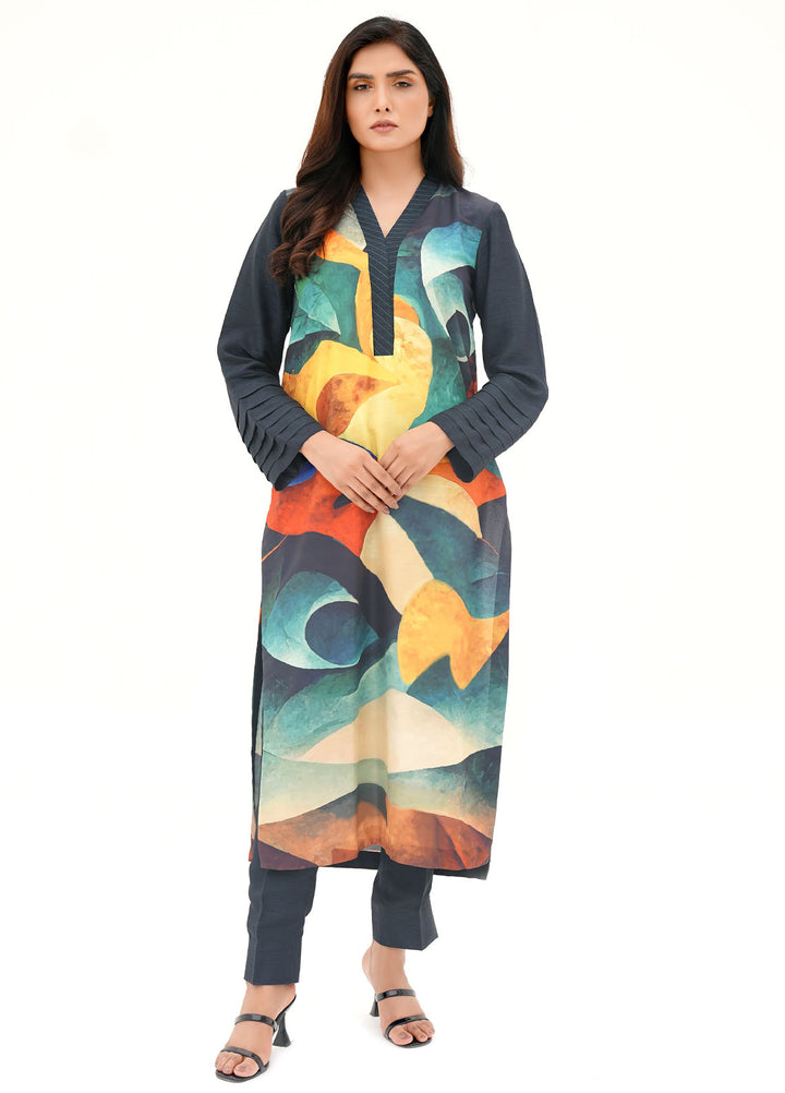 Farah Agha Pret Printed Silk 2 Piece Suit Root