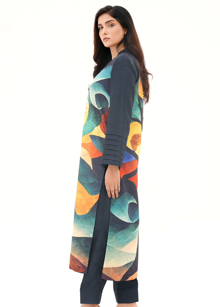 Farah Agha Pret Printed Silk 2 Piece Suit Root