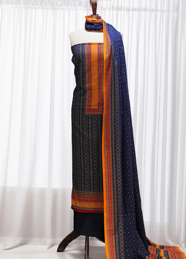 Farah N Faria By Bin Saeed Embroidered Lawn Suit Unstitched 3 Piece Blue BS24F - Summer Collection