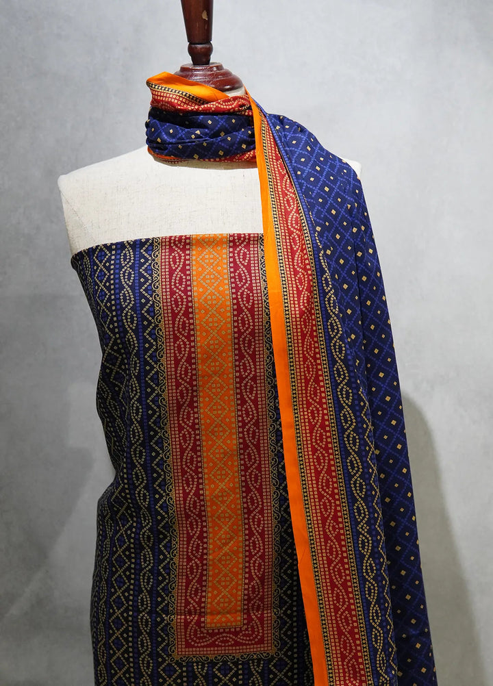 Farah N Faria By Bin Saeed Embroidered Lawn Suit Unstitched 3 Piece Blue BS24F - Summer Collection